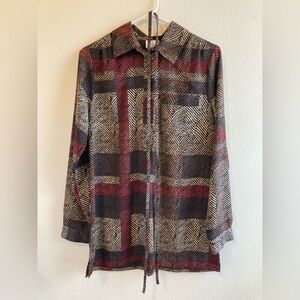 Jaclyn Smith Multicolor Brown Patterned Blouse Size S